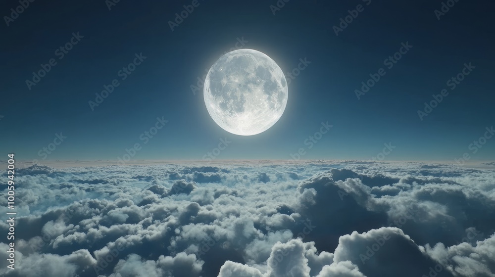 Canvas Prints a stunning moon in the sky, gliding over endless clouds with its light shining brightly. this seamle