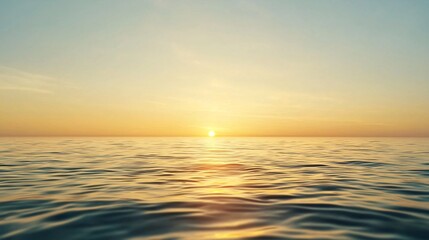 A golden sunset over a vast ocean, casting a warm glow, golden sunset, natural beauty