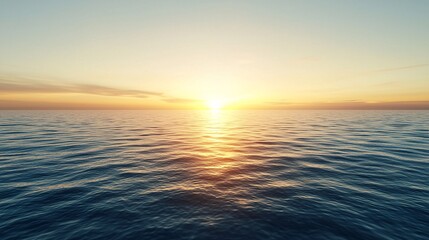 Obraz premium A golden sunset over a vast ocean, casting a warm glow, golden sunset, natural beauty