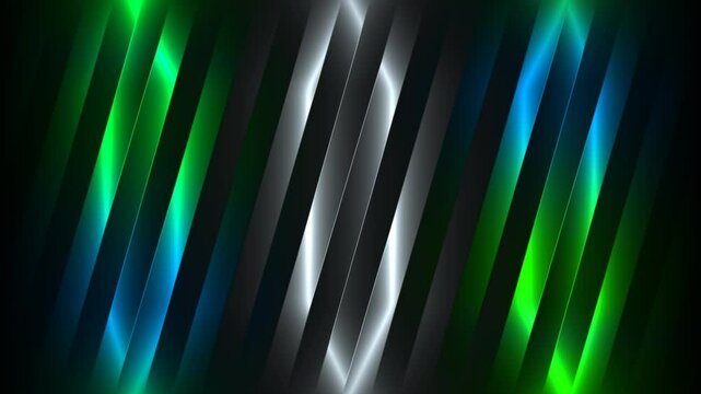 Geometric Neon Lines with Futuristic Glow. Abstract Gradient Stripes in Blue and Green. Minimalist Neon Stripes with Gradient Effects
