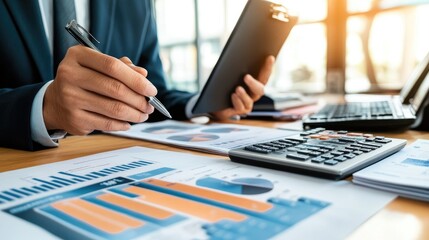 A business consultant advising a small business owner in an office, focusing on strategies for growth and sustainability.