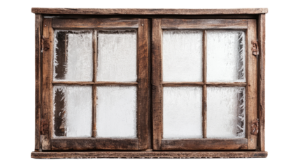 wooden window on transparent background