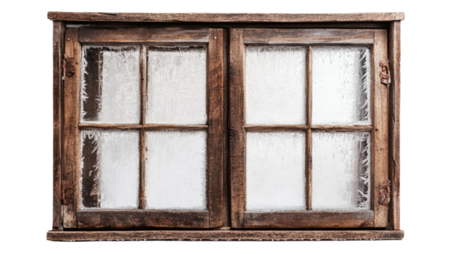 wooden window on transparent background