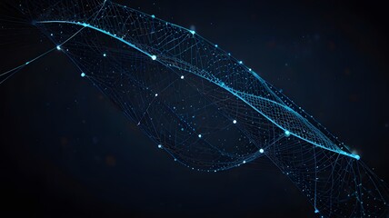 Power to determine your destiny via education is depicted in this abstract digital artwork of an open graduation cap comprised of luminous lines and dots that is floating above a network grid on a dar