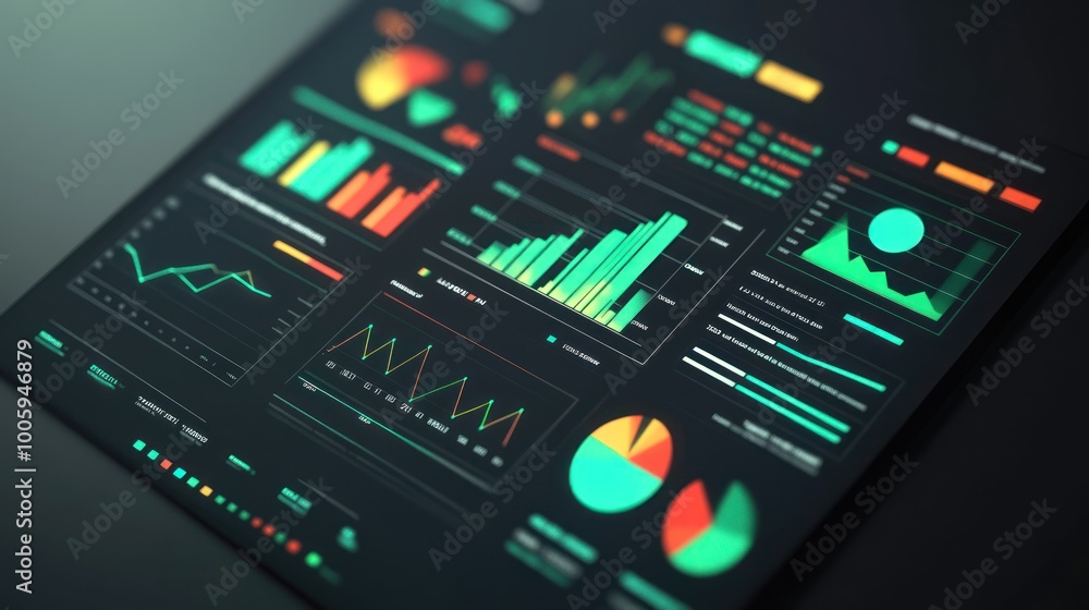 Poster A digital dashboard displaying various data visualizations and analytics.