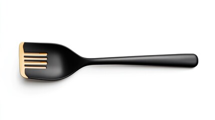 Modern black cooking spatula with a gold accent, ideal for professional and home chefs, perfect for flipping or serving food.