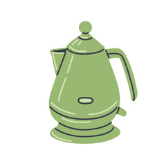 Vintage electric kettle. Doodle retro style teapot. Hand drawn isolated pastel vector illustration.