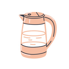 Electric kettle. Doodle teapot. Hand drawn isolated vector illustration.