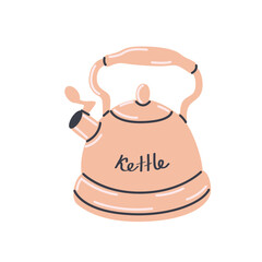 Vintage electric kettle. Doodle retro style teapot. Hand drawn isolated pastel vector illustration.