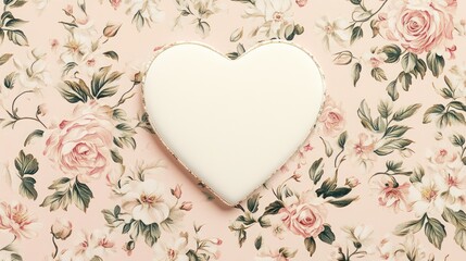 A heart-shaped cookie on a floral background, symbolizing love and affection.