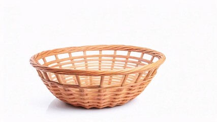 Fototapeta premium Empty wicker basket isolated on white background.
