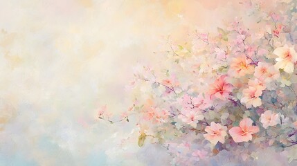 A harmonious pastel palette with delicate colors in soft hues intricate textures conveying a sense of depth and movement minimalist floral motifs in an impressionistic painting style