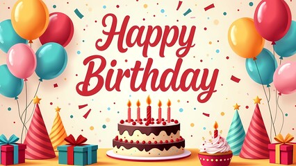  A vibrant birthday card with balloons, expressing joyful birthday wishes for a loving husband. generative ai