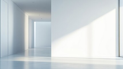 A minimalist interior space with soft lighting and clean lines.