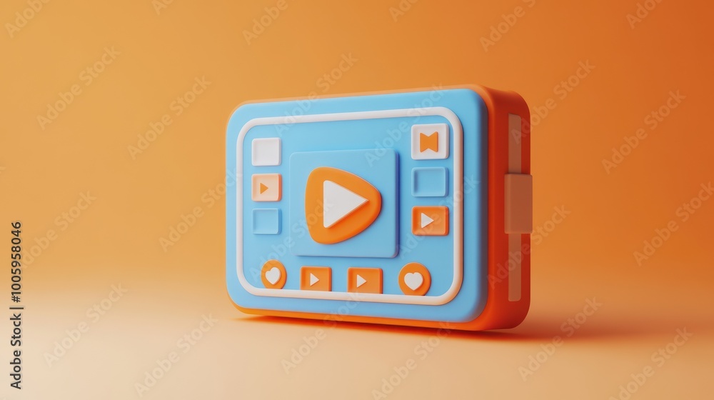 Poster a colorful, playful video player interface design for multimedia applications.