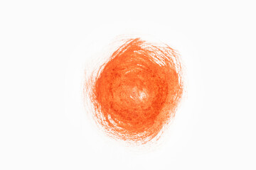 Abstract swirling red brush stroke on white background. Ink splash.