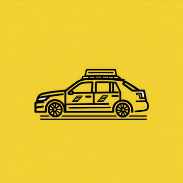 recommend clip art: Illustration of a taxi cab on a bright yellow background