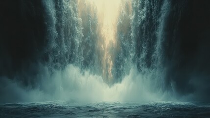 Obraz premium Majestic Waterfall with Mist and Rainbows