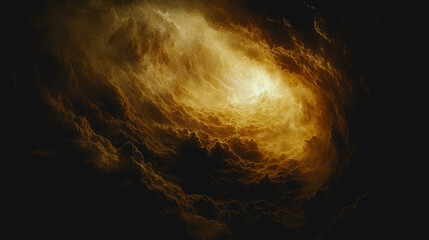 Swirling cloud vortex illuminated by soft sunlight, hyper-detailed stormy sky