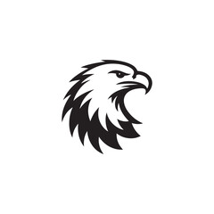 Abstract Eagle or Hawk Head Vector Isolated on White - Mascot and Branding Template.