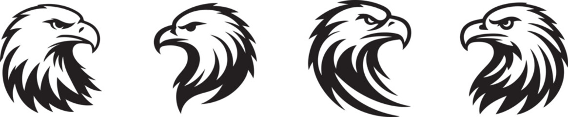 Eagle Head set Isolated on White - Vector Badge or Branding Illustration.
