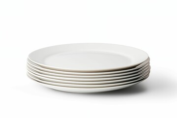 Stack of Dinner plates isolated on white background. Generative ai