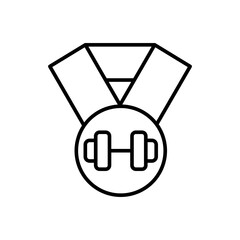 Weightlifting medal outline icons, minimalist vector illustration ,simple transparent graphic element .Isolated on white background