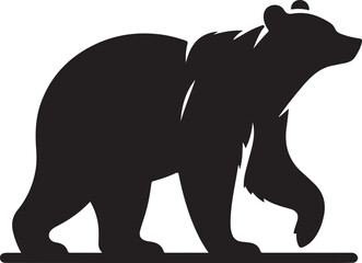 Grizzly or Polar Bear Silhouette Icon - Flat Vector for Wildlife Apps. Vector illustration.
