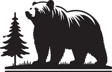 Grizzly or Polar Bear Silhouette Icon - Flat Vector for Wildlife Apps. Vector illustration.
