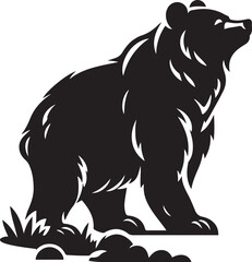 Flat Vector Icon of Grizzly or Polar Bear Silhouette for Animal Websites. Vector illustration.