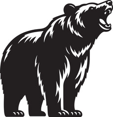 Wildlife App Icon - Grizzly or Polar Bear Silhouette in Flat Vector. Vector illustration.