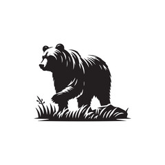 Grizzly and Polar Bear Silhouette Icon - Flat Design for Animal Apps. Vector illustration.