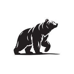 Animal Wildlife Silhouette Icon - Grizzly or Polar Bear Flat Vector. Vector illustration.