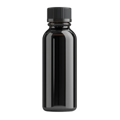 Minimalist black glass bottle with a screw cap, ideal for packaging essential oils, tinctures, or liquid cosmetics. Isolated on white background isolate on transparency background