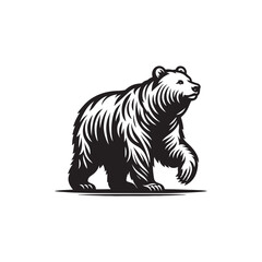 Flat Bear Silhouette Icon - Grizzly or Polar for Wildlife Apps. Vector illustration.