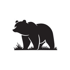 Flat Bear Silhouette Icon - Grizzly or Polar for Wildlife Apps. Vector illustration.