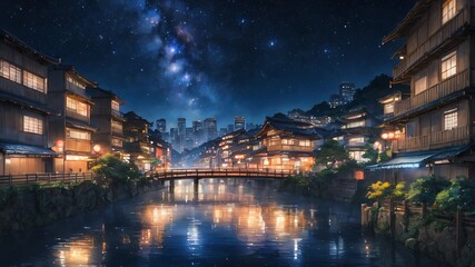 Naklejka premium anime japan summer background