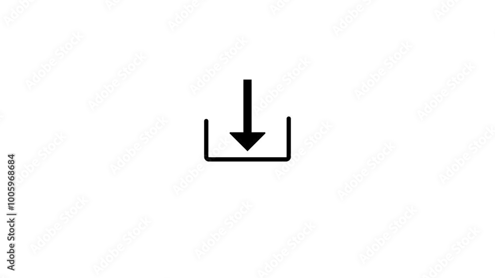 Poster loading icon with technology glitch. arrow move in to line and download flat icon.