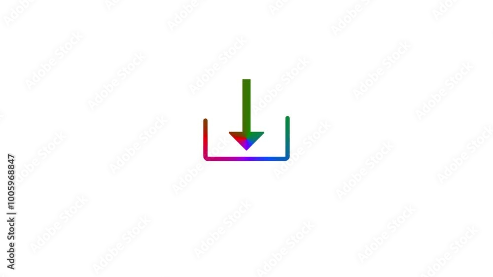 Poster loading icon with technology glitch. arrow move in to line and download flat icon.