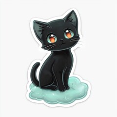 Cute Black Kitten Sitting on a Cloud
