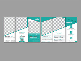 Medical modern vector trifold brochure template for print, company trifold leaflet, magazine, annual report, booklet.