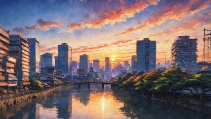 Fototapeta premium anime japan summer background