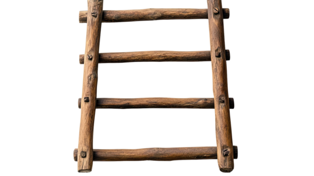 wooden ladder on transparent background
