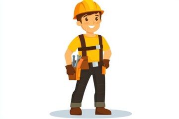 flat illustration of a plumber with tools