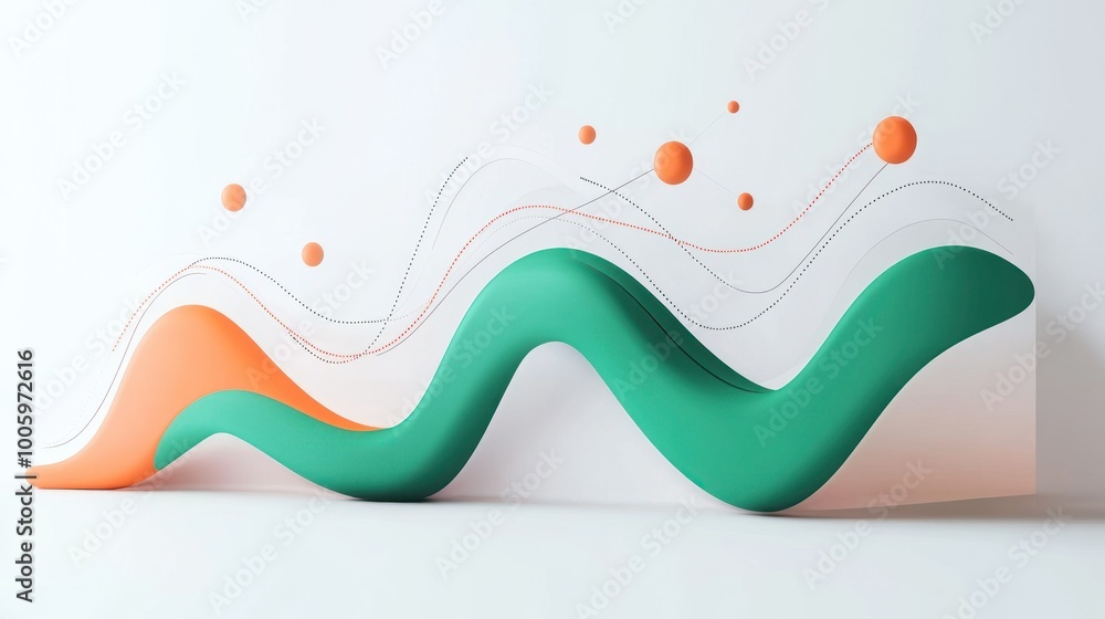 Poster abstract design featuring flowing shapes and colorful elements on a minimalist background.