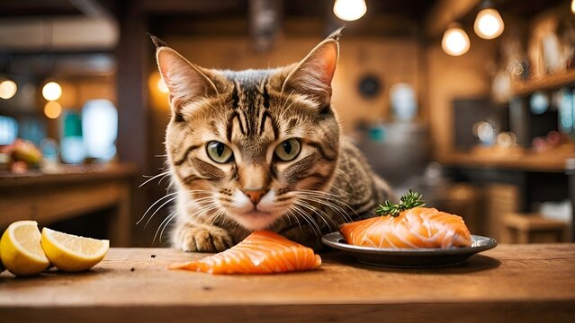 Gatto ruba il pesce 