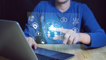 Digital transformation change management, internet of things. new technology bigdata and business process strategy, customer service management, cloud computing, smart industry.Aitechnology.