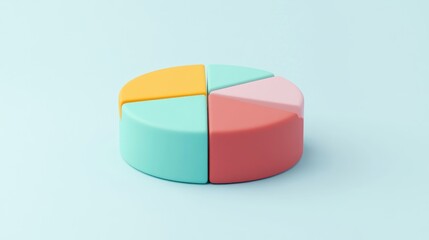 A colorful 3D pie chart model representing data segments.