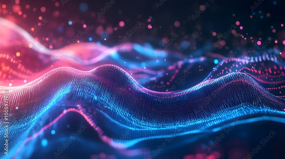 Poster holographic business report with digital data streams and futuristic corporate design abstract backg