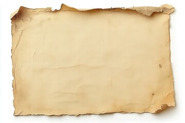Fototapeta premium Vintage Blank Paper with Worn Edges Isolated Background
